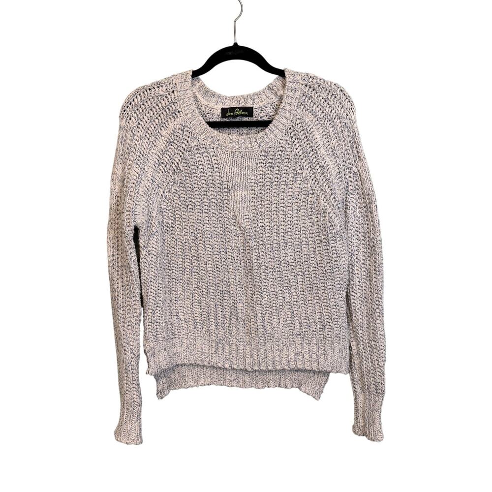 Sam Edelman Sweater Womens S Light Blue Metallic Ribbed Knit Crew Neck Pullover